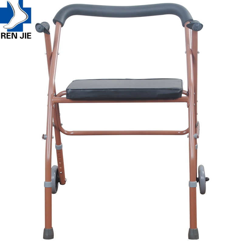 Wheels Aluminum Adjustable Foldable Rollator with Basket and Seat