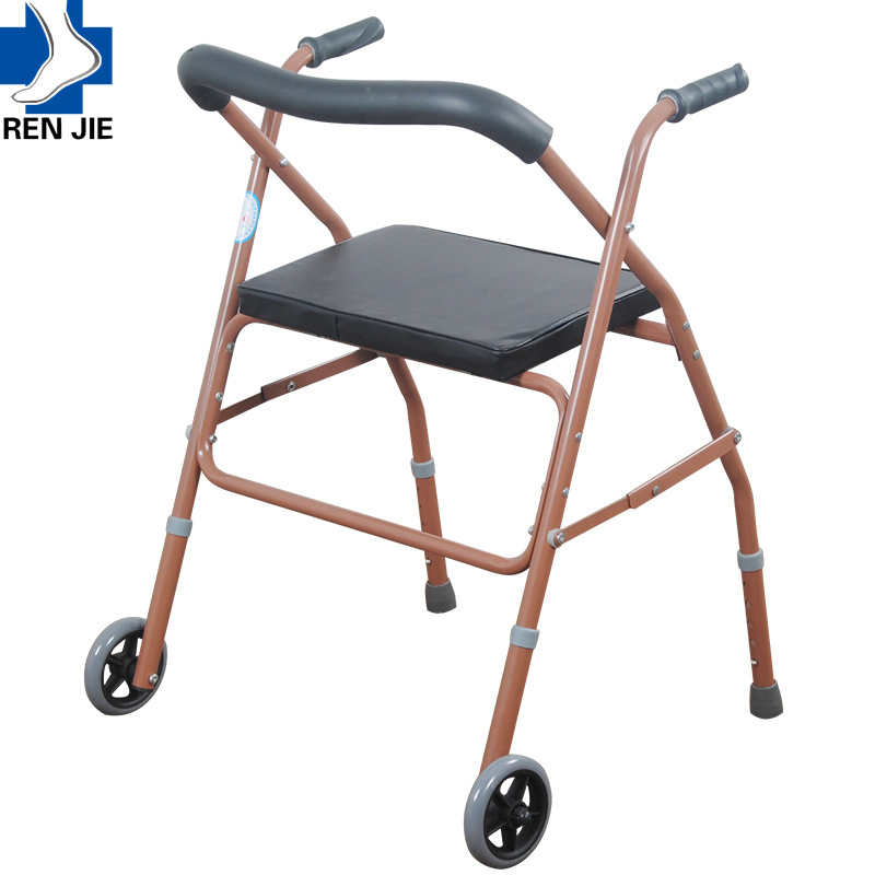 Wheels Aluminum Adjustable Foldable Rollator with Basket and Seat
