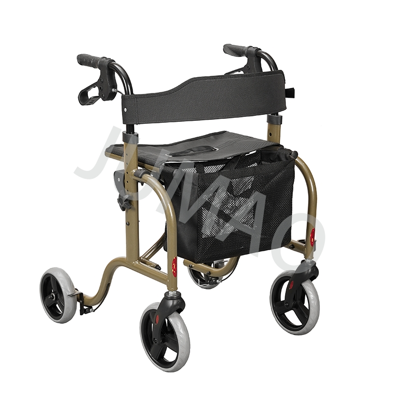 Folding Medical Device for Adults: Aluminum Rollator Walker with Cane