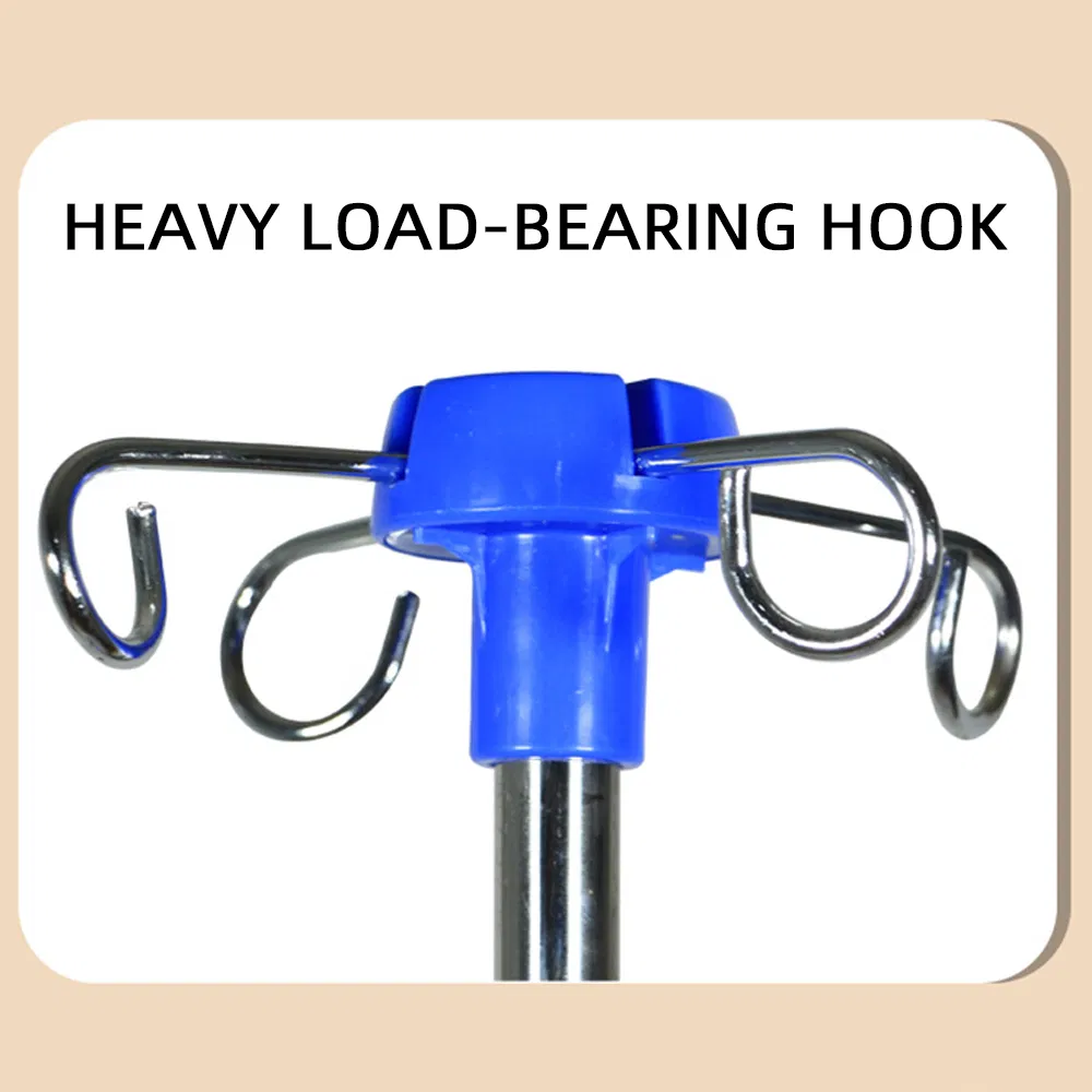 Thickened Stainless Steel Hospital Use Mobile Infusion Rack Folding Design Height Adjustable Castors Drip Infusion IV Pole Stand