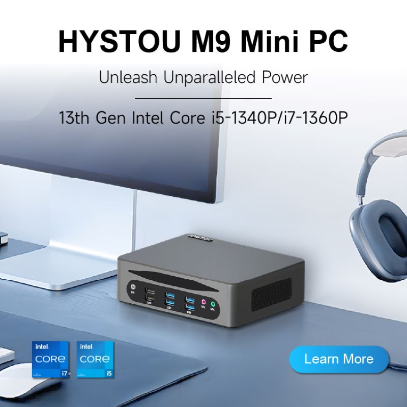 Hystou Telemedicine Workstations Mini PC 64GB DDR5 RAM Desktop Powerhouse Computer Core I5-1235u for Business Mini PC