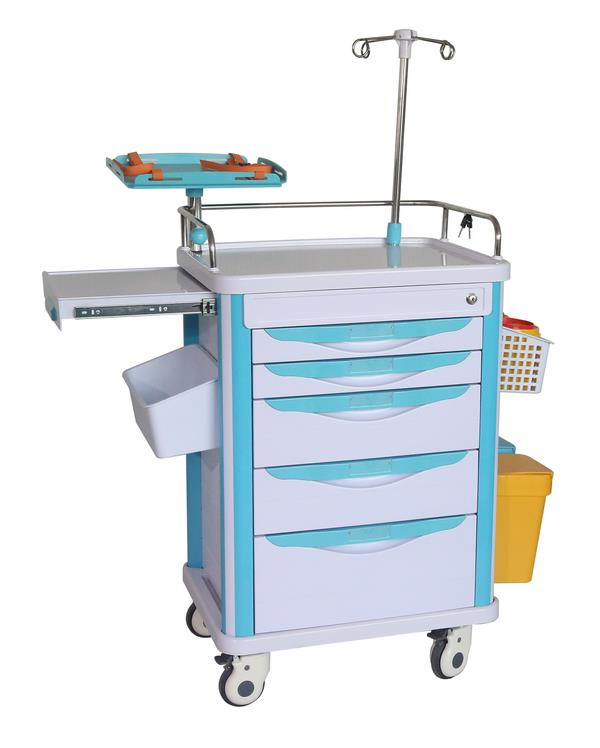 Emergency Trolley Hospital ABS Emergency Crash Cart with Drawers