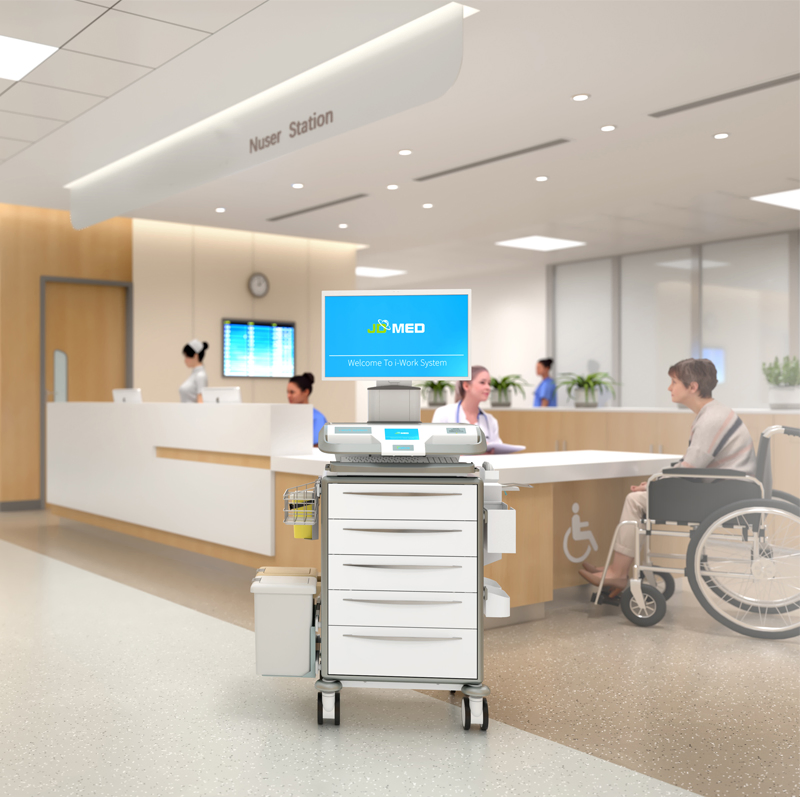 Adjustable Medical Telemedicine Workstation Computer Cart
