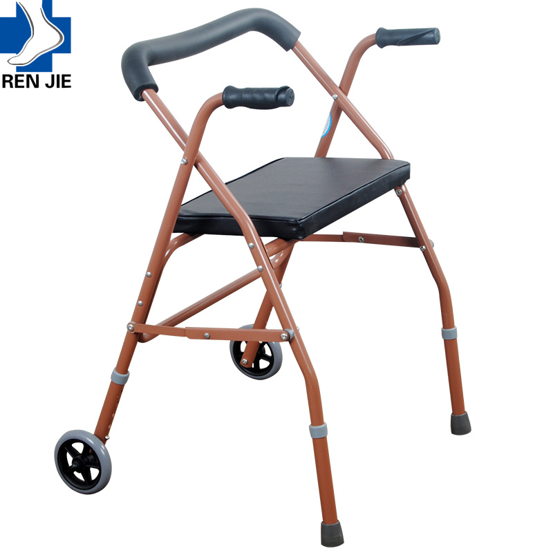 Wheels Aluminum Adjustable Foldable Rollator with Basket and Seat