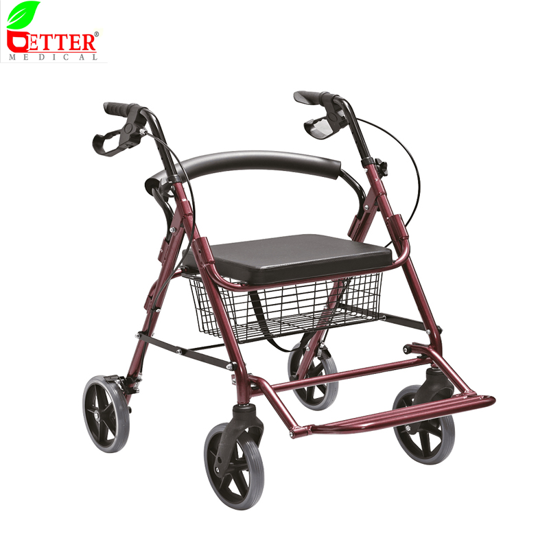 Walking Aids Products Foldable 2 in 1 Aluminum Rollator with 4 Wheels