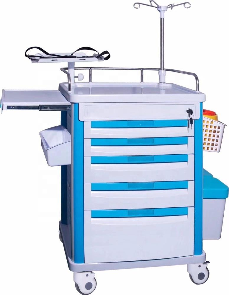 Emergency Trolley Hospital ABS Emergency Crash Cart with Drawers