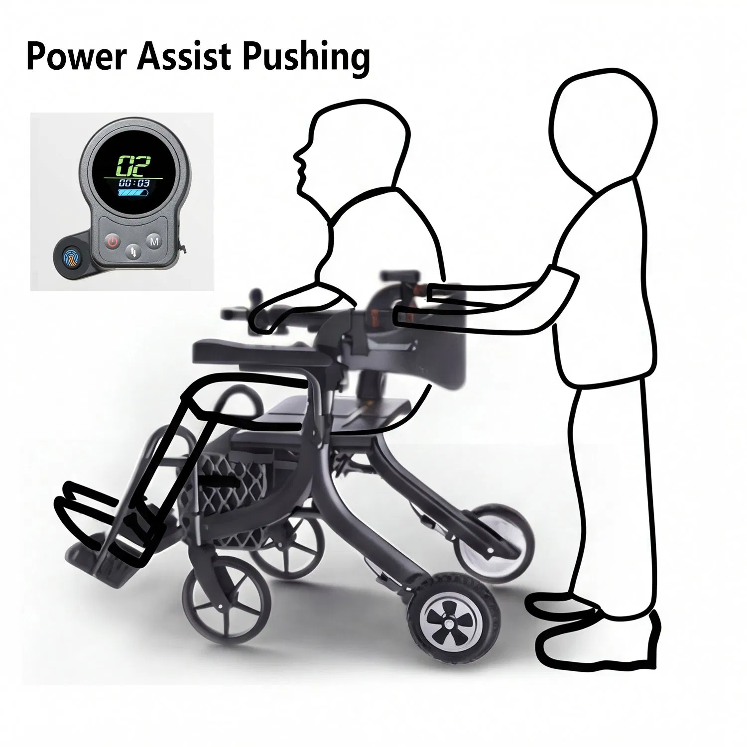 Electric Walker Rollator for Elderly, Foldable Powered Rollator with Assist Motor