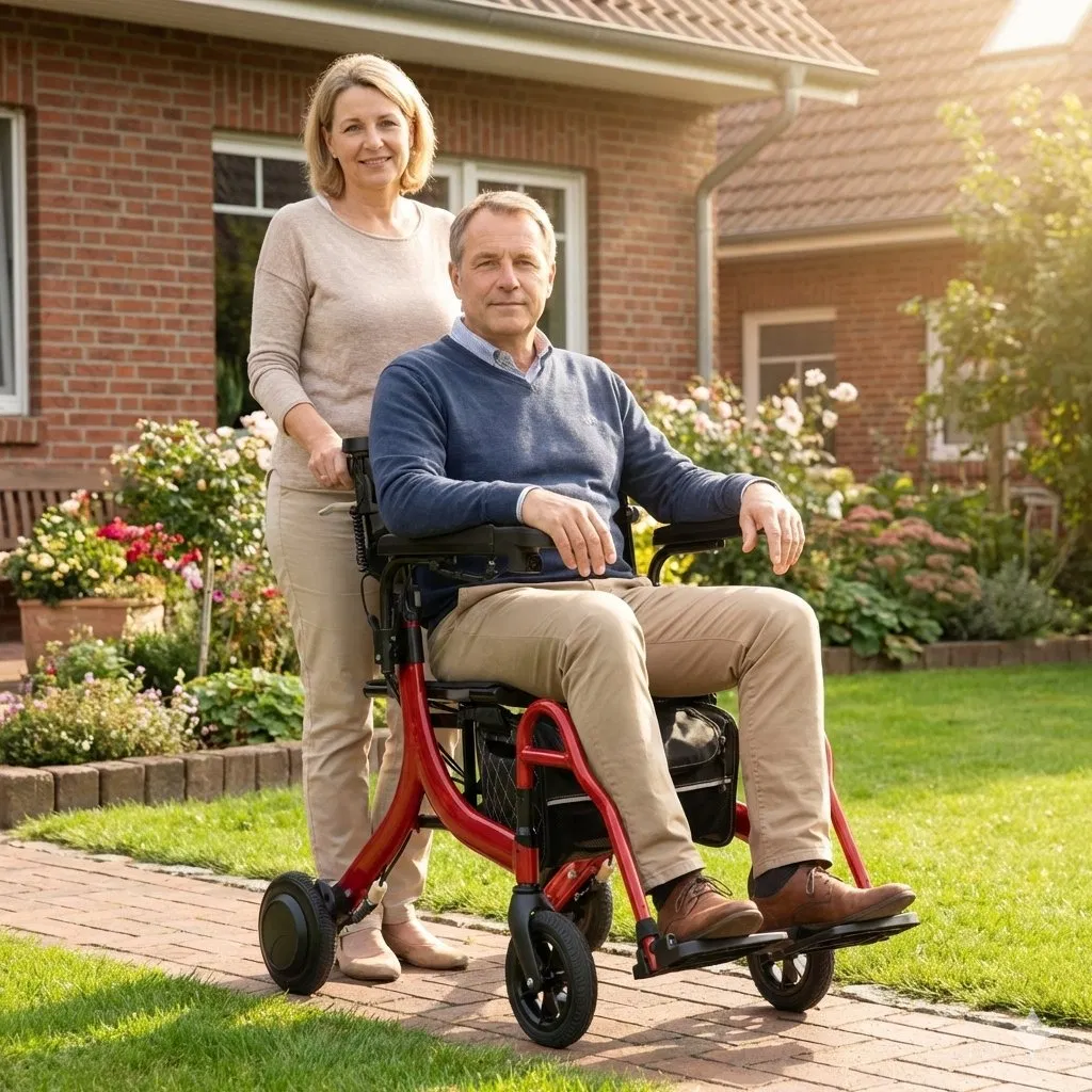 Electric Walker Rollator for Elderly, Foldable Powered Rollator with Assist Motor