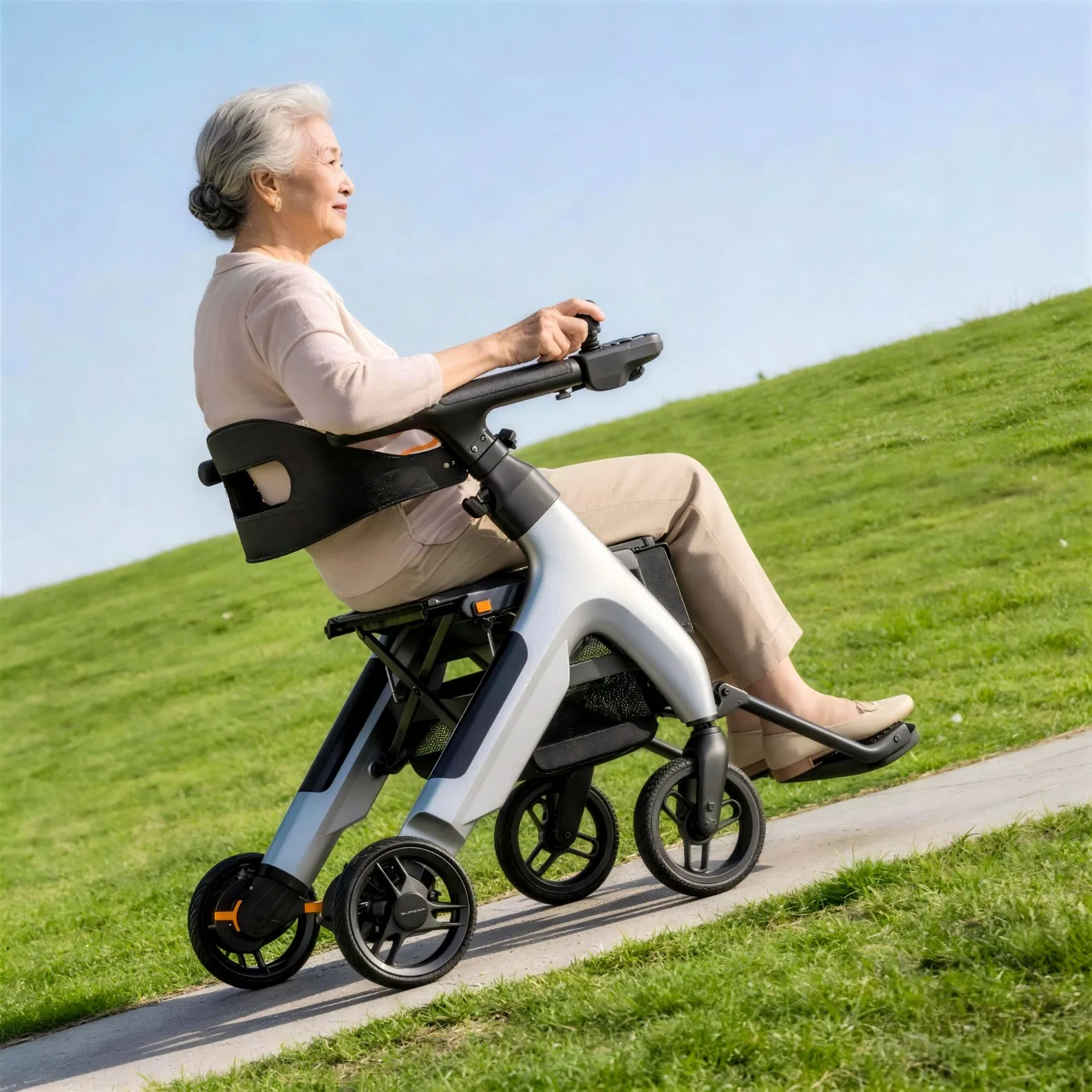 Multifunctional Electric Walker Rollator Lightweight Electric Power Walking Aid Rollator Foldable Rollator for The Elderly