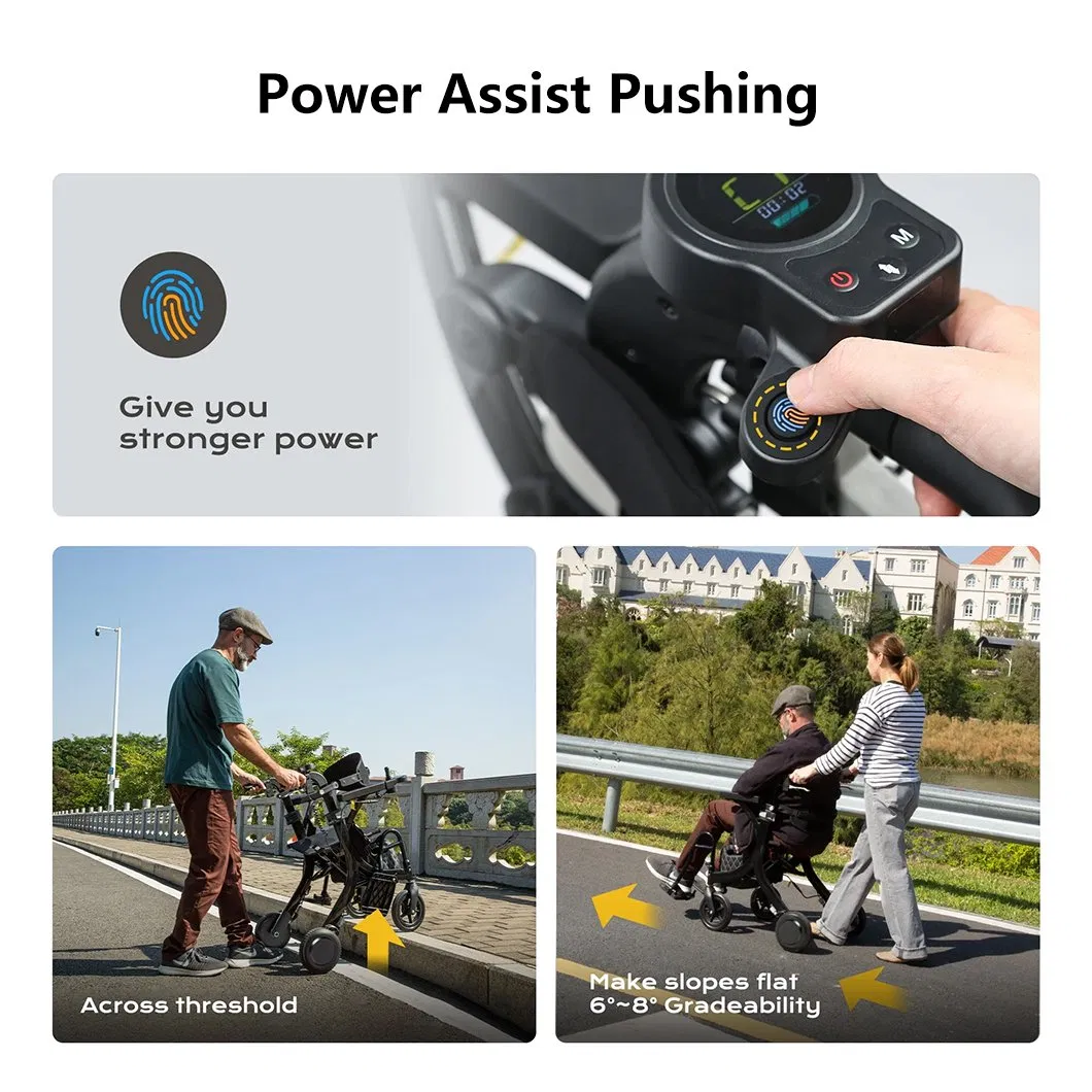 Electric Walker Rollator for Elderly, Foldable Powered Rollator with Assist Motor