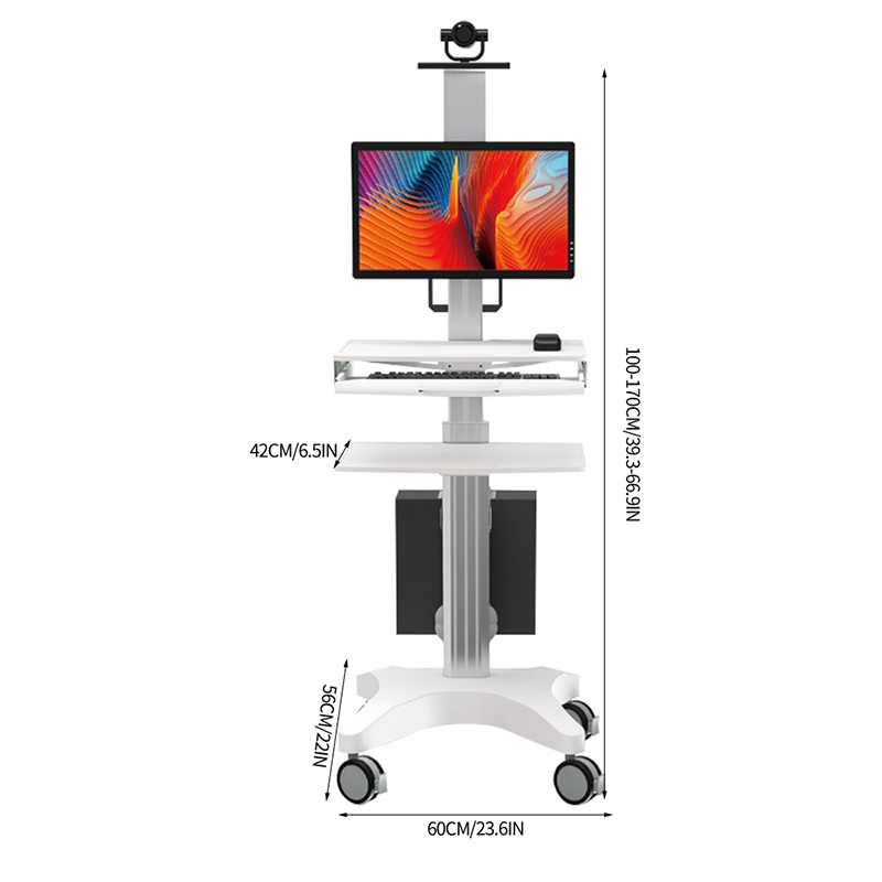 Medical Workstation Adjustable Hospital Mobile Computer Cart Telemedicine Terminals for Hospital Home Office School