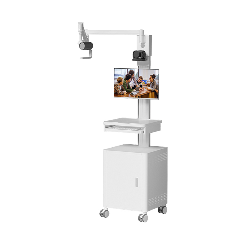 Customizable Telemedicine Hospital Trolley with Adjustable Arm Support