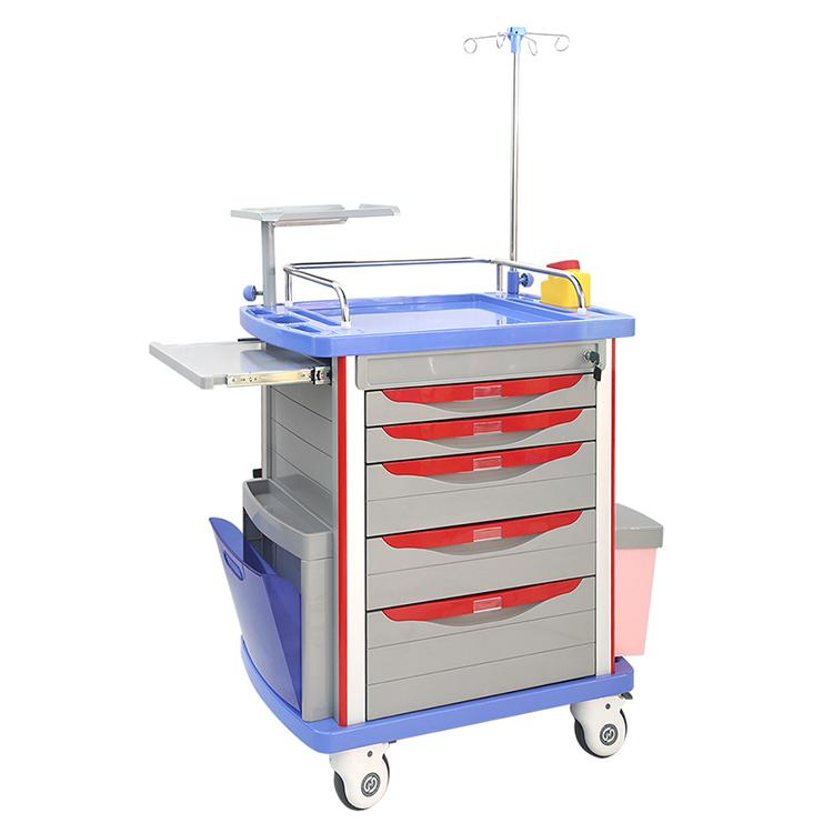 Emergency Trolley Hospital ABS Emergency Crash Cart with Drawers