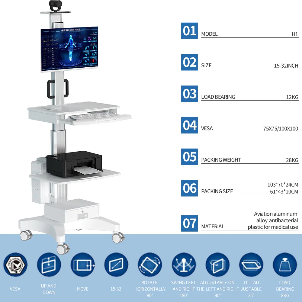 Telemedicine Terminals Mobile Workstation Cart