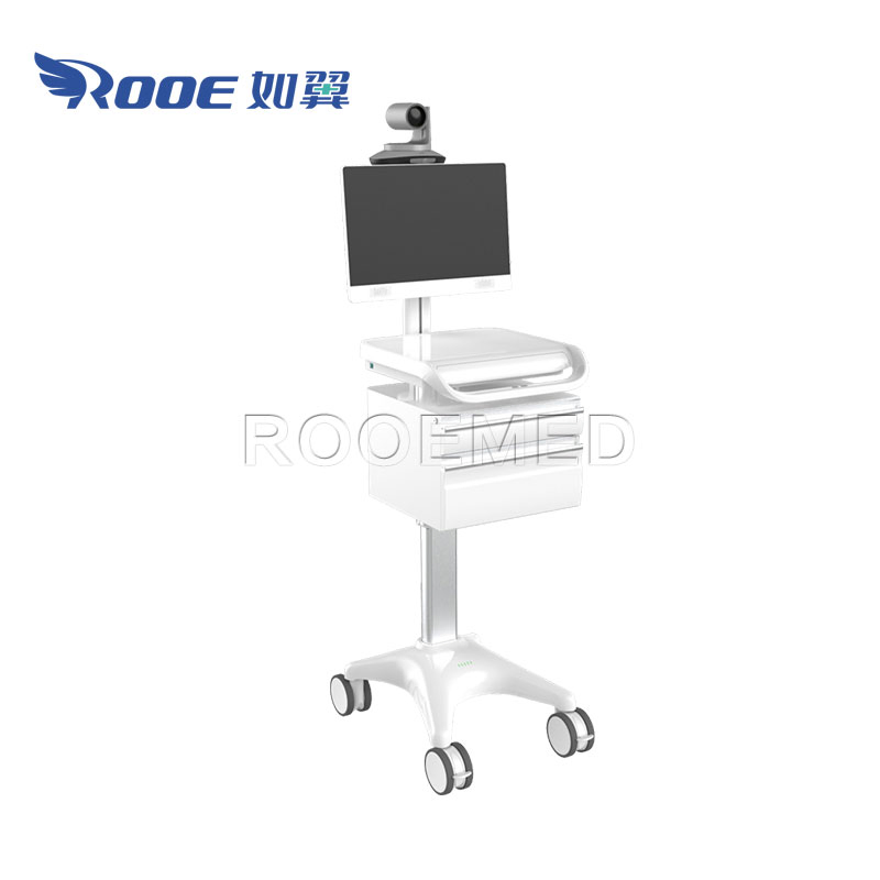 Single/Dual Screen Computer Cart Remotely Monitoring Mobile Medical Workstation with All-in-One or Split Computer