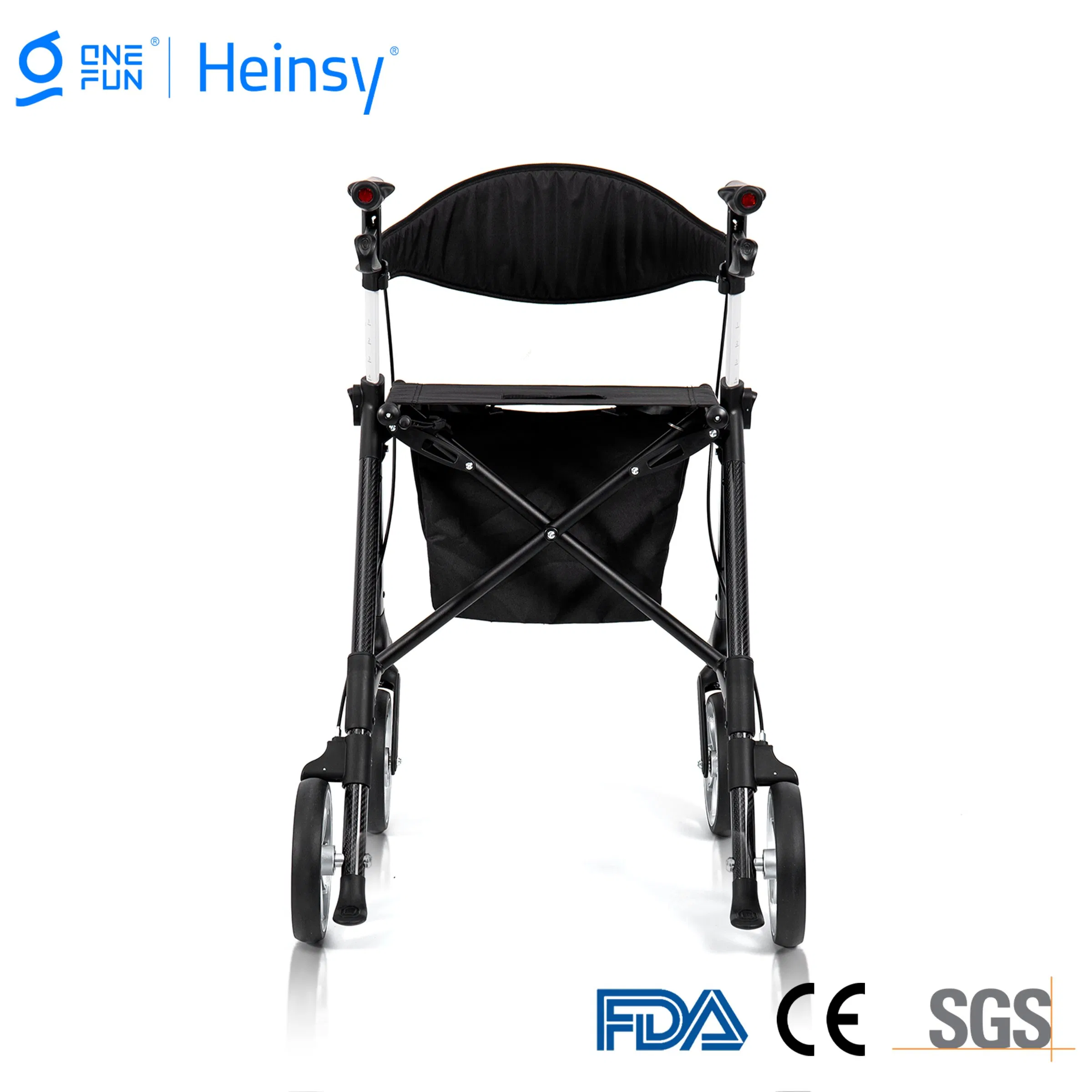 Hes-R321 Stand up Folding Rollator Walker Back Erect Rolling Mobility Walking Aid with Seat Padded Armrests Upright Walker Rollator