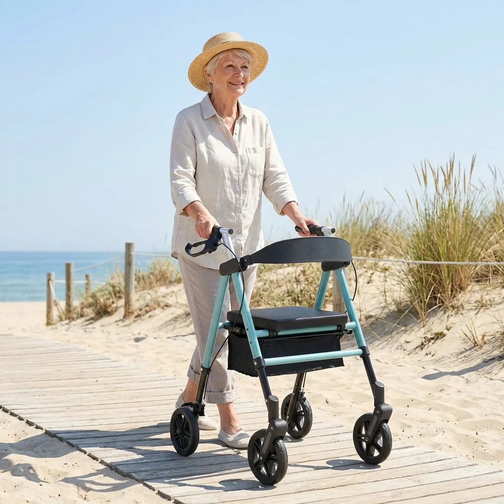 Dinglian Dl-7077D Foldable Mobility Walker Medical Grade Rollator