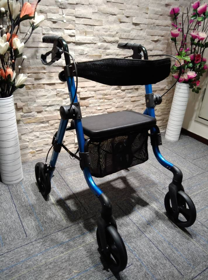 6kg Light Weight and Foldable Walking Rollator with Double Wheels Bearing 100kg