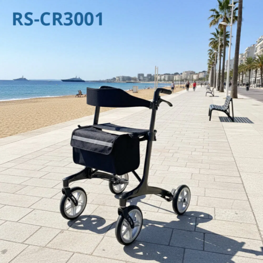 Robust 4-Wheel Carbon Fiber Folding Rollator for Fracture Recovery Period