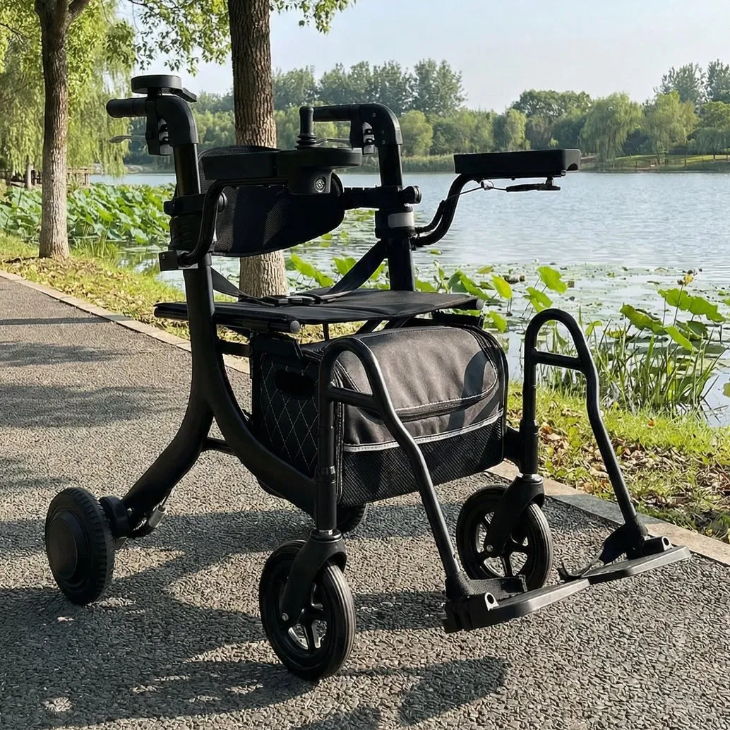 Electric Walker Rollator for Elderly, Foldable Powered Rollator with Assist Motor