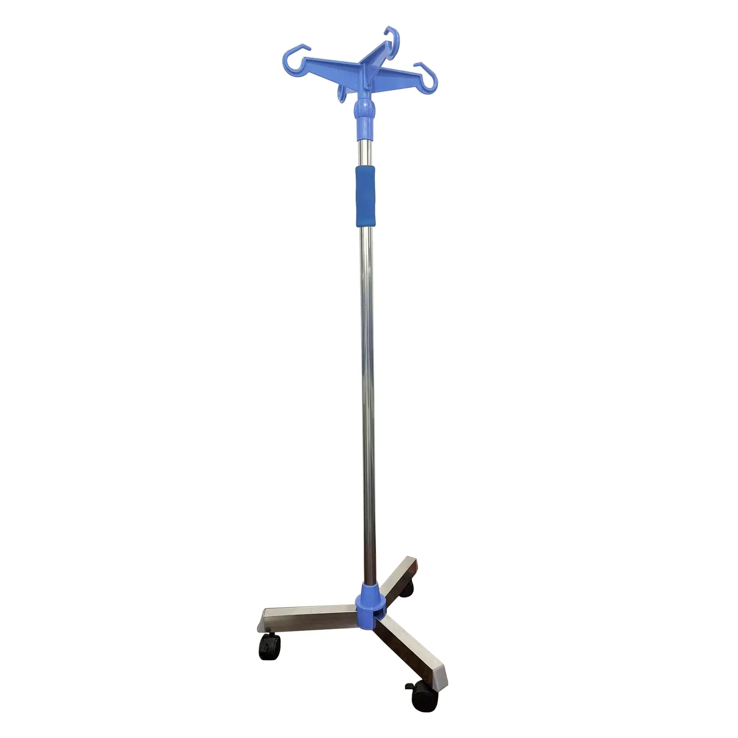 Sht Portable Foldable 5 Legs Height Adjustable Mobile Steel Infusion Pole IV Drip Stand with Wheel for Hospital