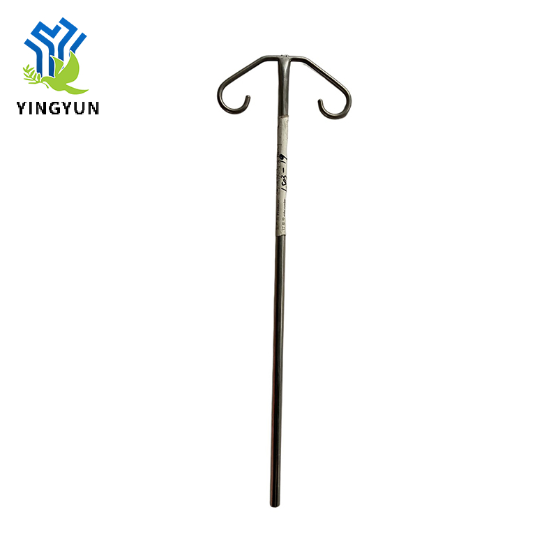 Mobile 2 Hooks Stainless Steel IV Pole Infusion Drip Stand for Hospital