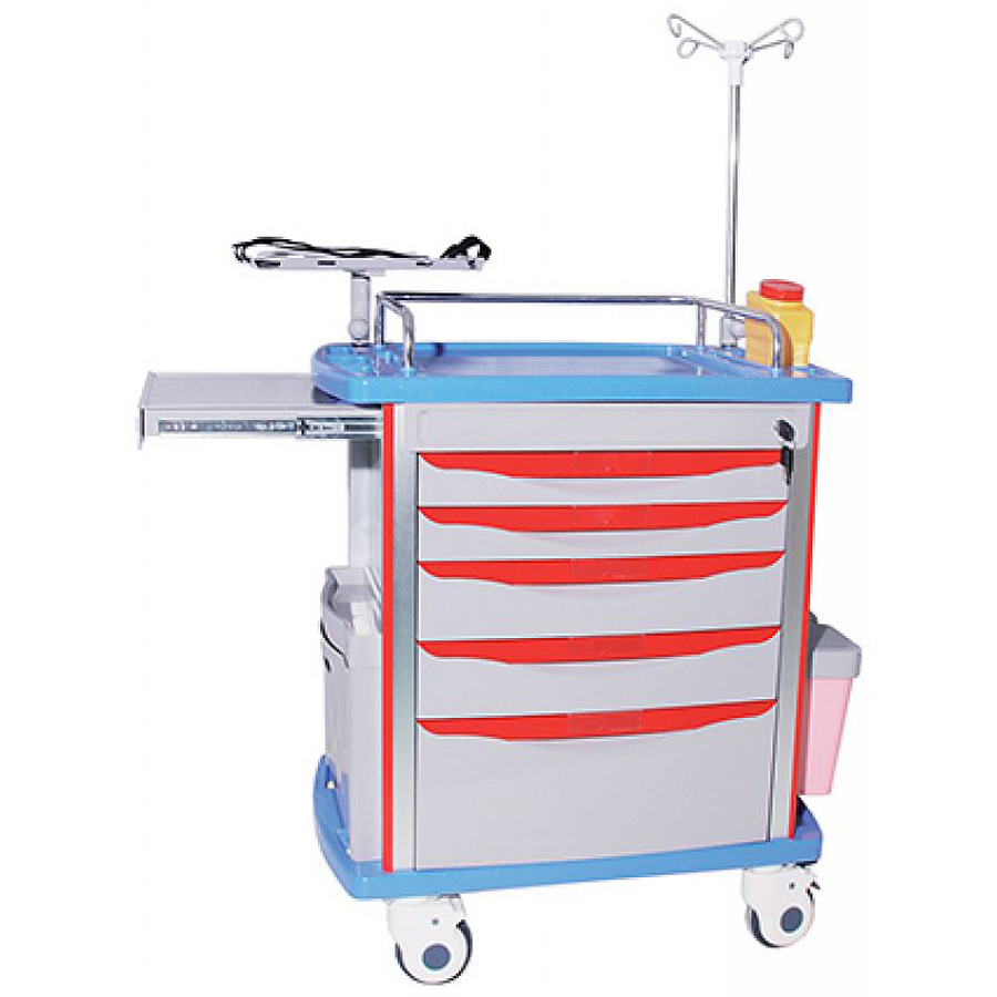 China Cheap ABS Plastic Hospital Furniture Medical Rescue Medication Trolley ABS Emergency Crash Ambulance Cart