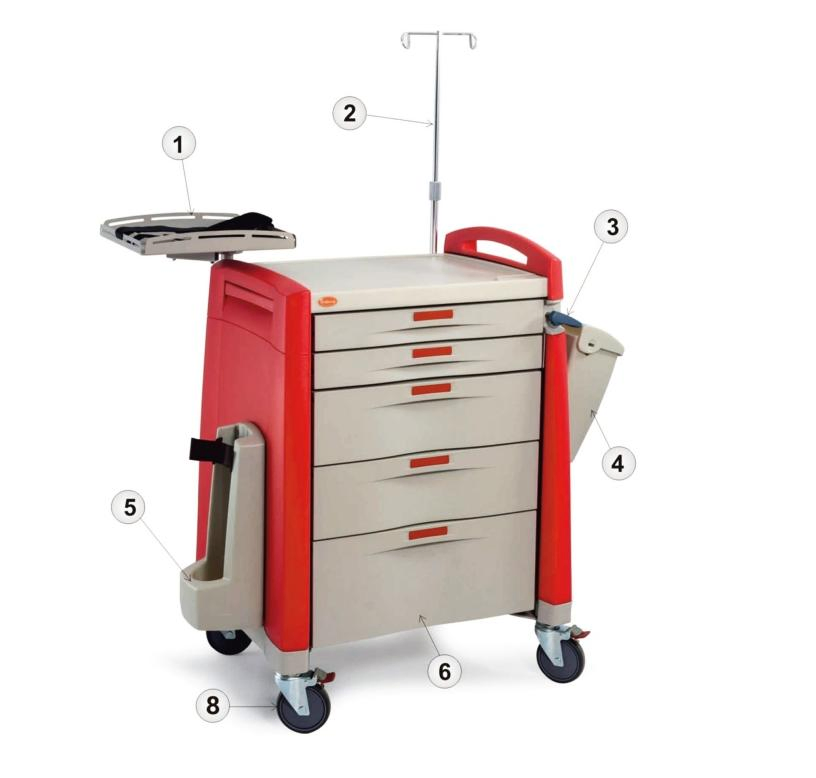 Mt Hospital Medical Surgical Equipment ABS Emergency Trolley Crash Cart