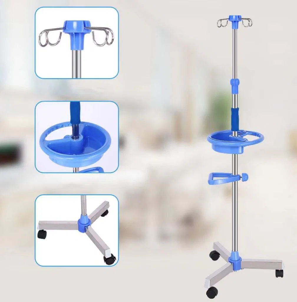 , Mobile Intravenous Drip Stand, and Drip Stand with ABS Wheels and Four Hooks and Five Legs