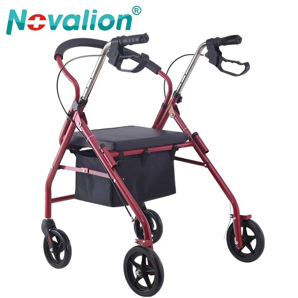 Manufacturer Sale Price Medical Lightweight Multi-Functional Folding Steel Wheelchair Shopping Cart Walker Walking Aids Rollator for Elderly Seniors Disabled