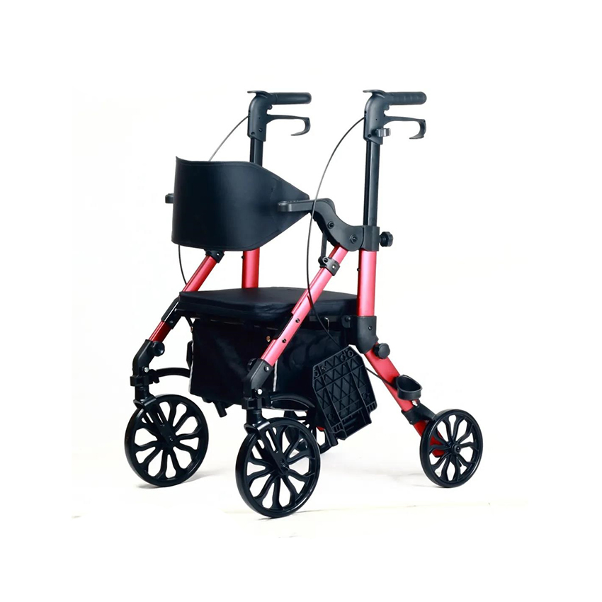 Adult Outdoor Folding Walker Upright Rollator Walker with Seat