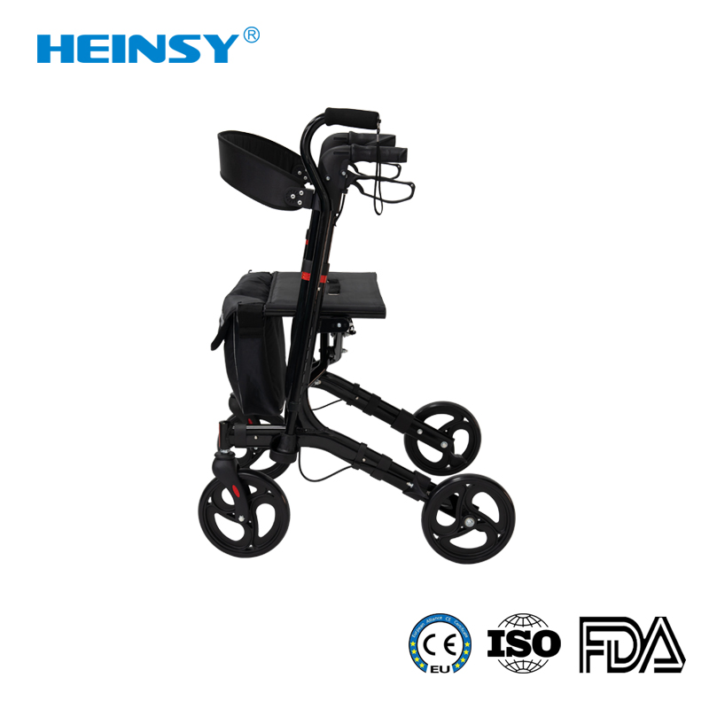 Hes-8516 Aluminum Alloy Promotionlight Weight Upright Rollator Walker with Padded Arm and Backrest and Seat for Adult