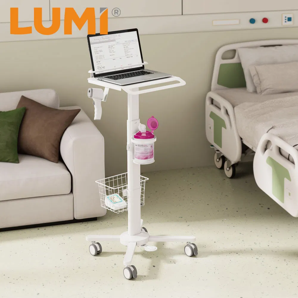 Economy Modular Medical Cart Mobile Height Adjustable Rolling Heavy Hospital Telemedicine Trolley With Anti-Theft Laptop Holder