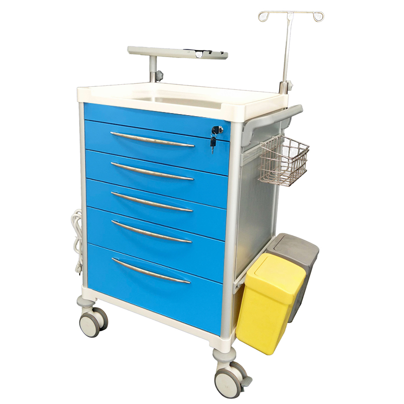 Portable Medical Storage Trolley for Emergency Crash Cart Medication