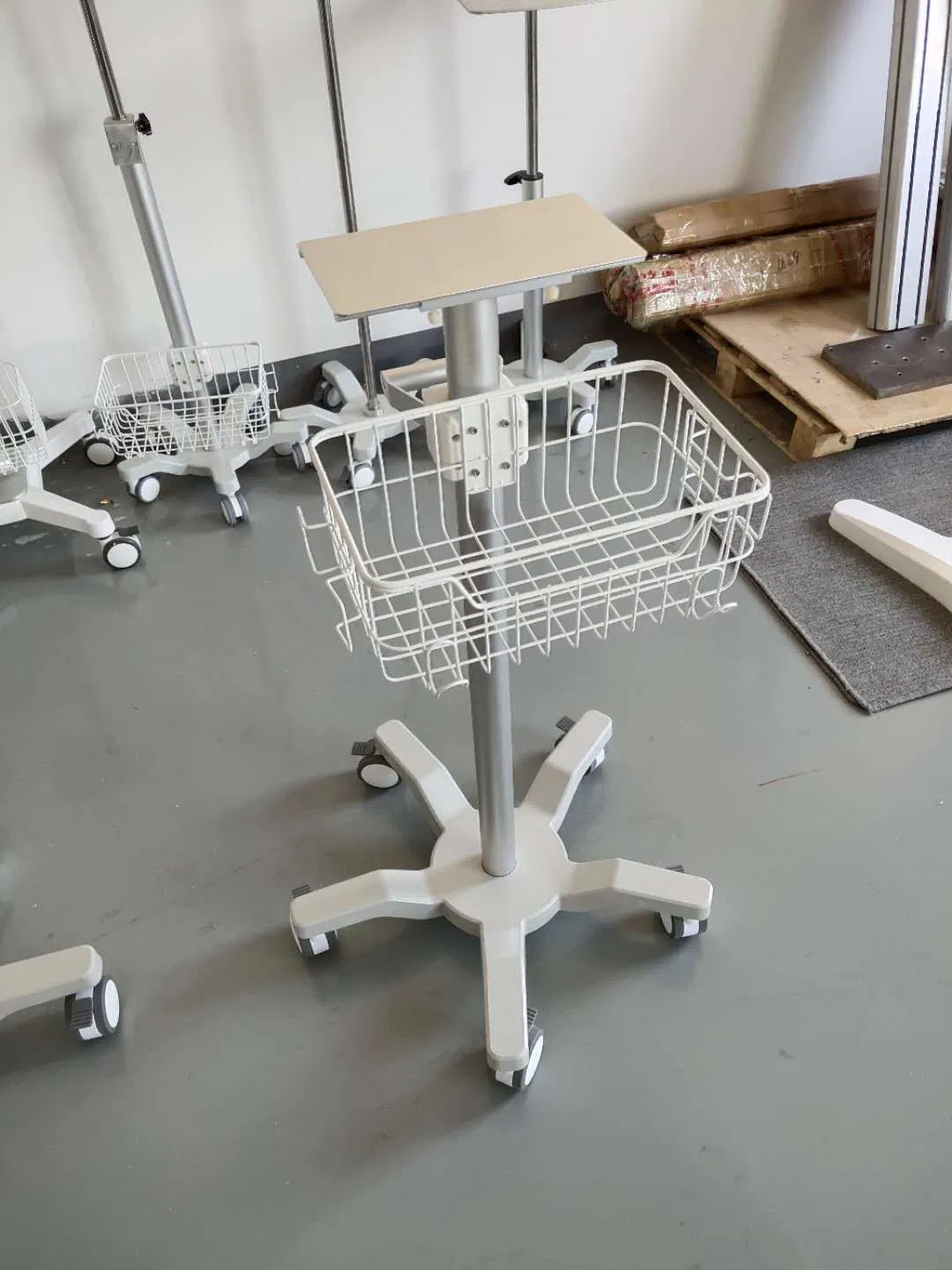 Hospital Medical Instrument Laptop ECG Ventilator Ultrasound Endoscopic Transfer Gastrointestinal Patient Monitor Stand Cart Trolley