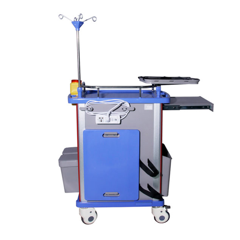 Medical ABS Emergency Ambulance Moving Nursing Crash Cart Trolley with 5 Drawers
