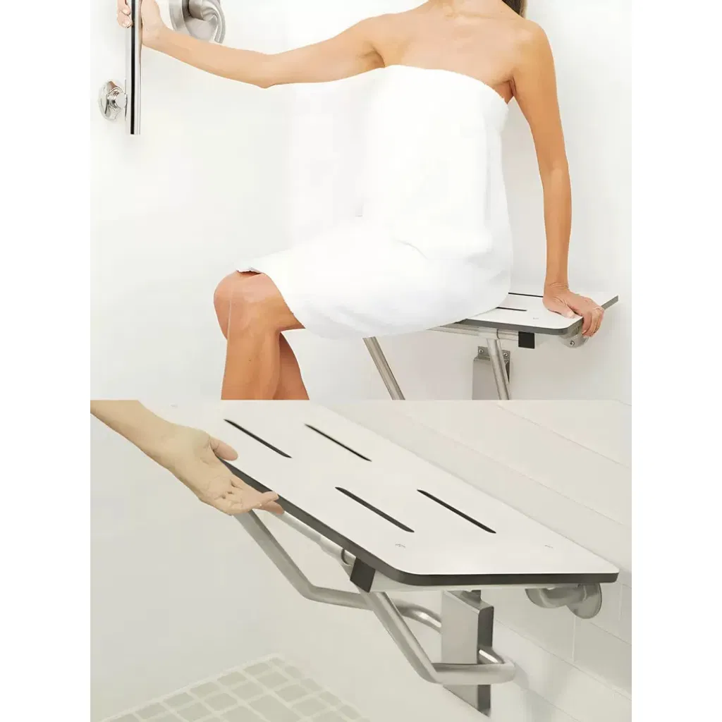 Bariatric Heavy Duty Shower Table with Legs and Wall Mounted Base
