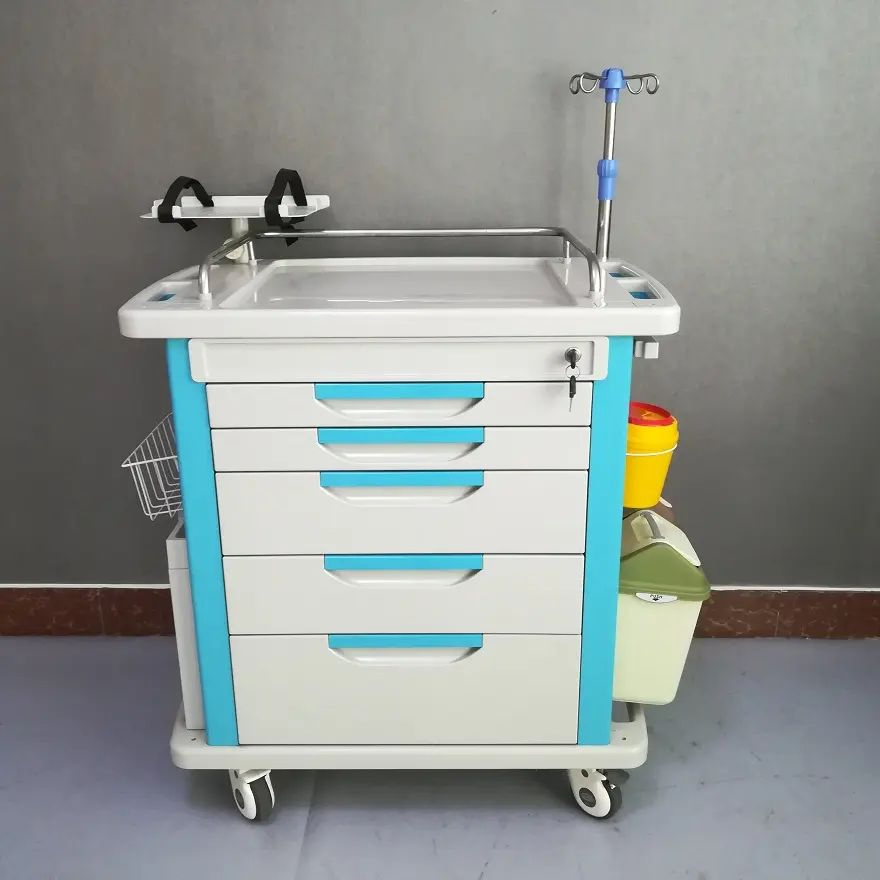 Medical Crash Cart with Emergency Accessory Cardiac Board