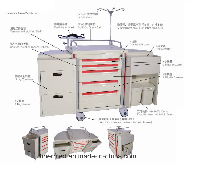 Hospital Medical Emergency Trolley Crash Cart