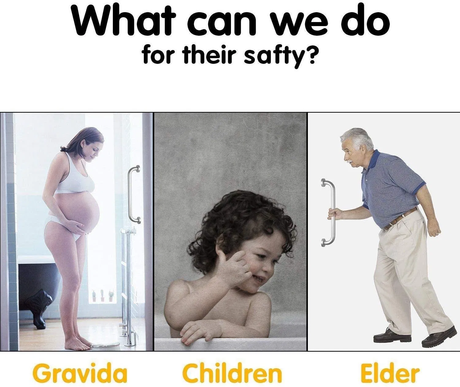 Stainless Steel Shower Bathroom Balance Safety Hand Rail Support Grab Bar