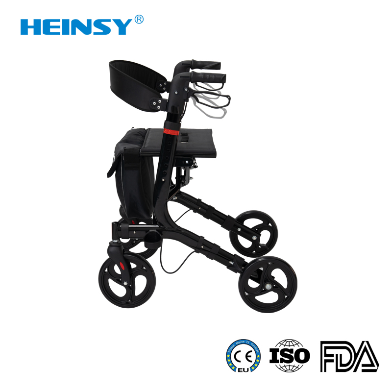 Hes-8516 Aluminum Alloy Promotionlight Weight Upright Rollator Walker with Padded Arm and Backrest and Seat for Adult
