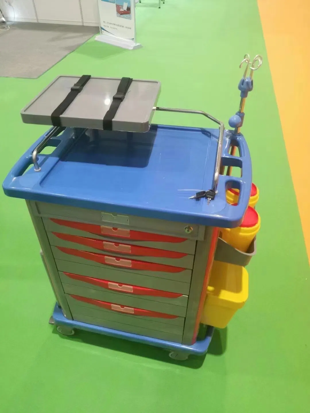 Cheaper Hospital ABS Plastic Mobile Emergency Trolley Medical Resuscitation Crash Cart