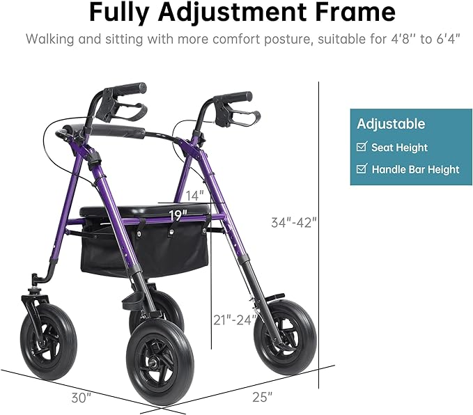 All-Terrain Rollator Walker Under-Seat Basket
