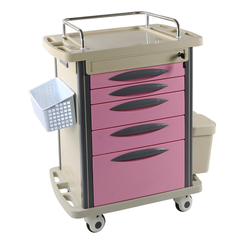 Durable Hospital Furniture ABS Medical Emergency Ambulance Nursing Moving 4drawers Hospital Trolley Crash Cart (UL-22MD46)