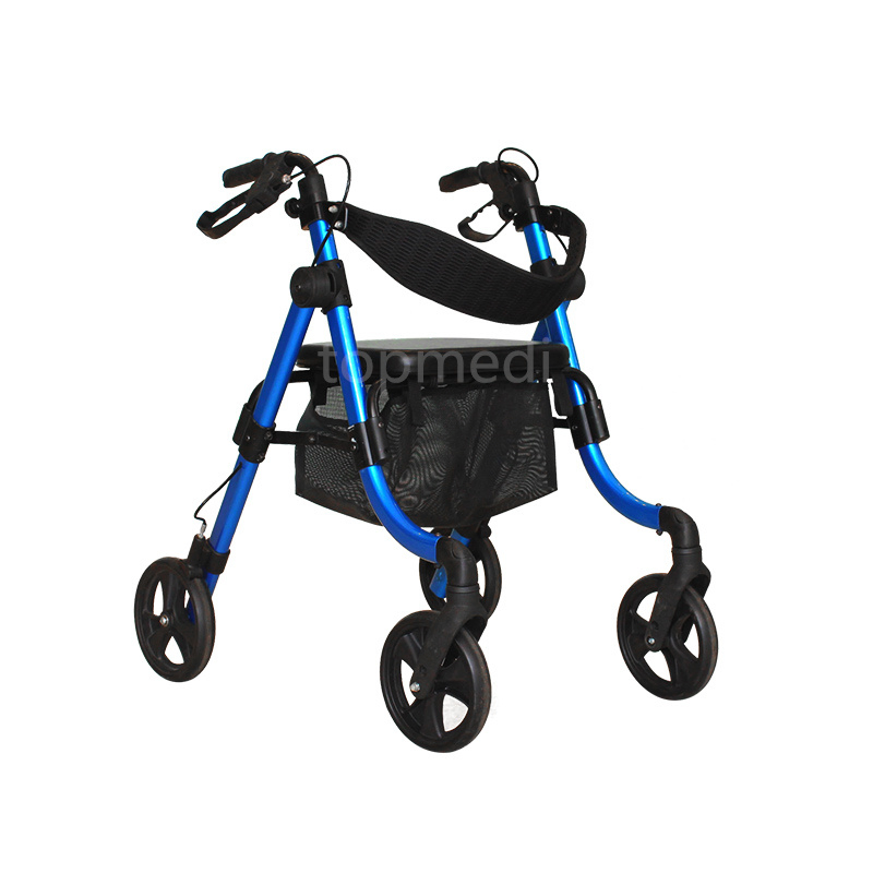 6kg Light Weight and Foldable Walking Rollator with Double Wheels Bearing 100kg