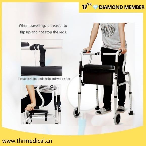 Lightweight Rollator Walker Disabled Folding Mobility Frame Walker Walking Aids for Adults