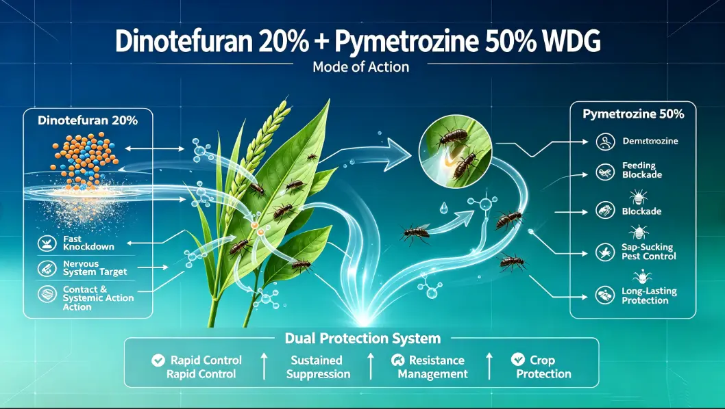 Dinotefuran 20%+Pymetrozine 50% WDG