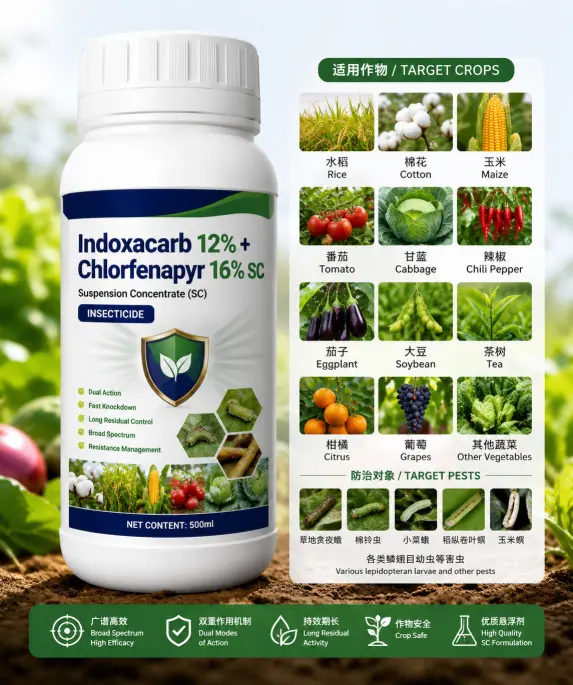 China Kill Faster! Protect Longer!Harvest More!-Indoxacarb 12%+Chlorfenapyr 16% SC Pricelist, Factory