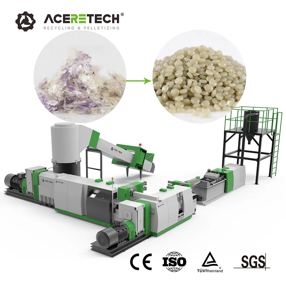 آلة إعادة تشكيل أكياس HDPE و LDPE من Aceretech OEM ODM لإعادة حبيبات البلاستيك في خطوة واحدة