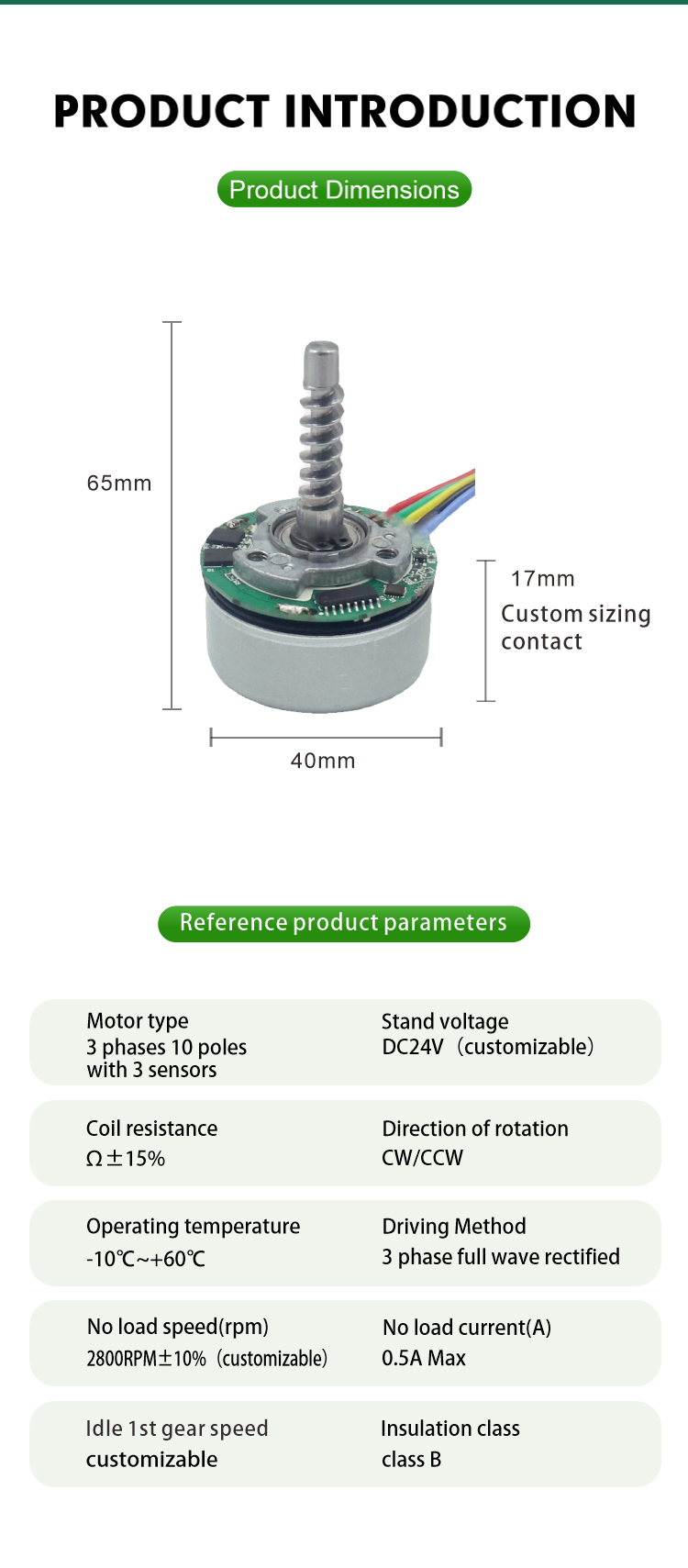 Brushless DC Motor Model JQBL-4006 View 3
